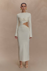 Azariah Long Sleeve Knit Midi Dress - Ivory