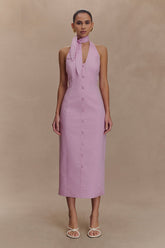 Simona Halter Neck Midi Dress - Blush Pink
