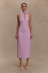 Simona Halter Neck Midi Dress - Blush Pink