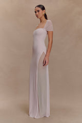 Wyatt Slinky And Mesh Maxi Dress - Pale Pink