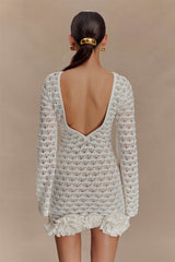 Aileen Ruffle Crochet Mini Dress - Ivory