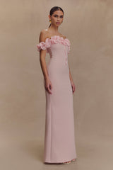 Nova Ruffle Off Shoulder Maxi Dress - Ballet Pink