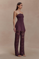 Anette Bandage Knit Strapless Top - Chocolate