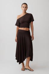 Luu Slinky Midi Skirt - Dark Chocolate