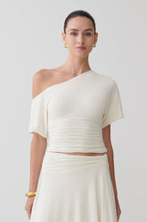 Luu Off Shoulder Slinky Top - Ivory