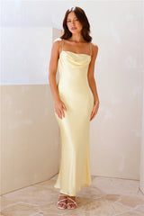 NYC Nightlife Satin Maxi Dress Yellow