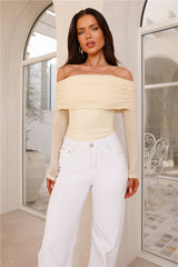 Chérie Off Shoulder Mesh Bodysuit Yellow