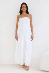Moonlit Sea Pleated Strapless Maxi Dress Ivory