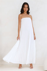 Moonlit Sea Pleated Strapless Maxi Dress Ivory