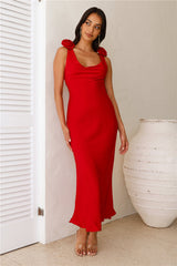 Event Of All Events Satin Maxi Dress Red