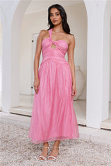 Happiest One Shoulder Maxi Dress Pink