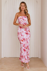Blooming Brilliance Strapless Maxi Dress Pink