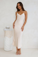 Sophisticated Satin Slip Midi Dress Champagne
