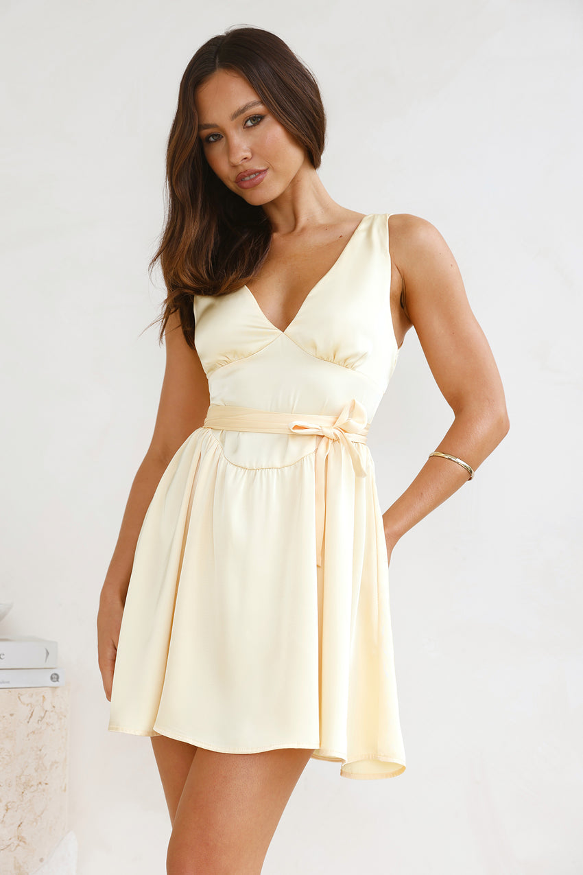 Raindrops Satin Mini Dress Yellow