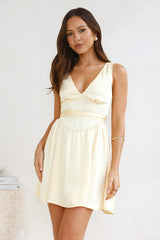 Raindrops Satin Mini Dress Yellow
