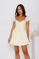 Swaying Silhouettes Mini Dress Yellow