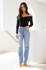 Time To Get It Ribbed Top Black