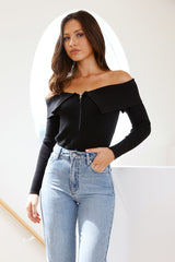 Time To Get It Ribbed Top Black
