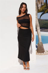 Surprise Parties Mesh Maxi Skirt Black