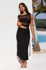Surprise Parties Mesh Maxi Skirt Black