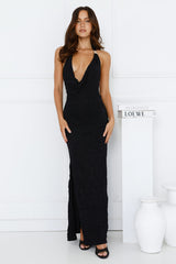 Éclat Affair Halter Maxi Dress Black