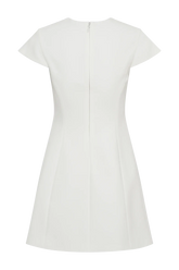 Remi Suiting Mini Dress With Floral Hardware - White