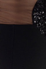 Angelique Beaded Crepe Maxi Dress - Black