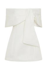 Gloria Mini Off Shoulder Drape Dress - White