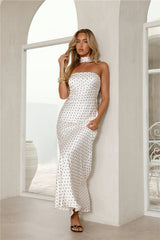 Starlight Polka Dot Maxi Dress White