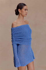 Marisol Off Shoulder Boucle Mini Dress - Periwinkle