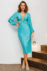 Chained On You Midi Dress Aqua
