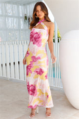 Glitz Show Satin Maxi Dress Yellow