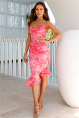 Rsvp Yes Mesh Midi Dress Pink