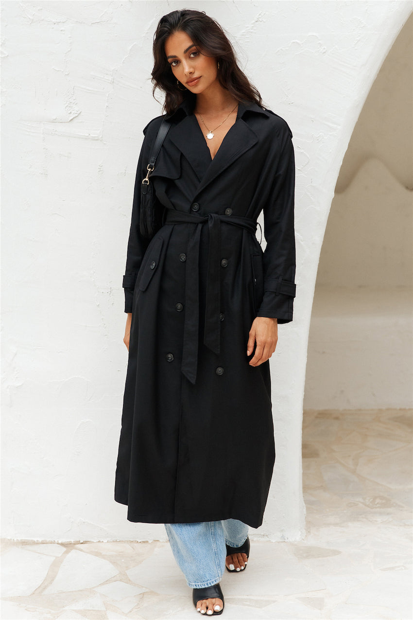 LIONESS Trencherous Long Coat Onyx