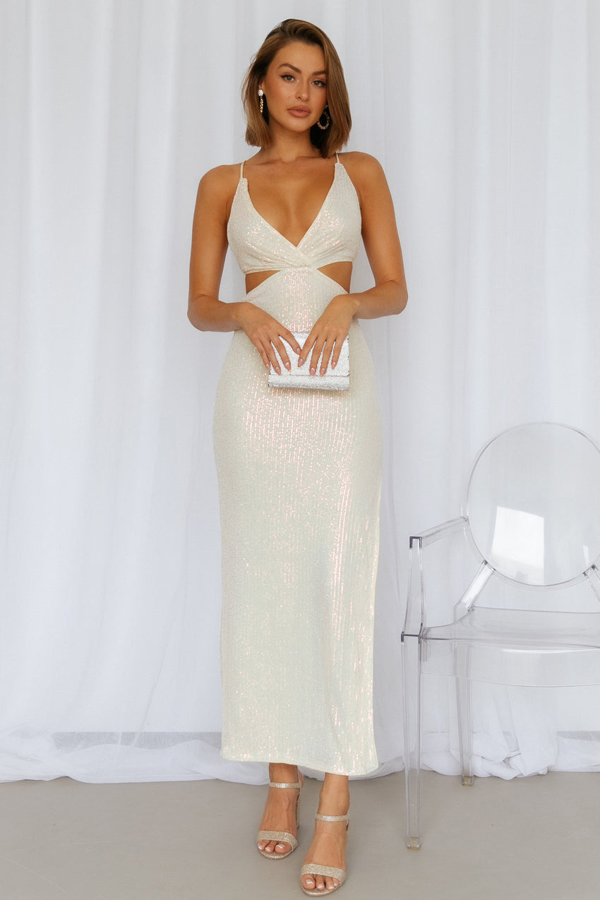 Create The Spell Midi Dress Cream Sequin
