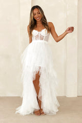 Elegantly Dressed Tulle Maxi Dress White