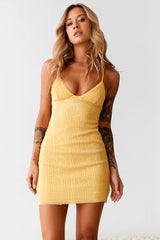 Shimmer Girl Mini Dress Yellow