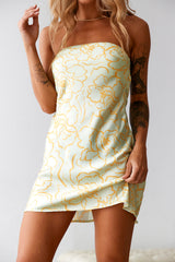 Icy Cold Satin Dress Lime