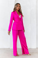 À La Mode Satin Blazer Fuchsia