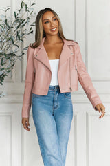 Valley Escape Faux Leather Jacket Pink