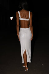 Adoria Sequin Cut Out Maxi Dress - White