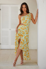 Party On The Coast One Shoulder Maxi Dress Blue
