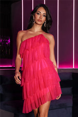 Shaken Not Stirred Tulle Mini Dress Hot Pink