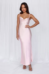 The Penelope Cowl Satin Maxi Dress Pink