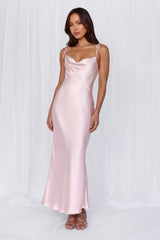 The Penelope Cowl Satin Maxi Dress Pink