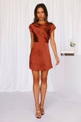 Positions Satin Dress Chocolate