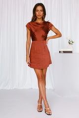 Positions Satin Dress Chocolate