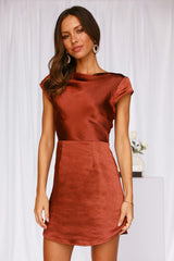Positions Satin Dress Chocolate