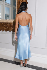 My Boat Party Satin Maxi Dress Blue