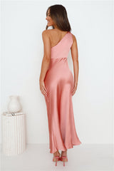 Ready On Time One Shoulder Midi Dress Rose